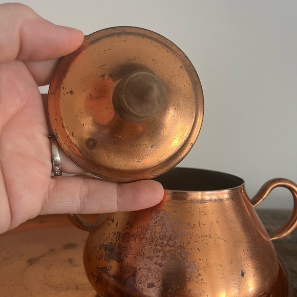 Copper Cream and Sugar Set with Tray - Picture 9 of 9